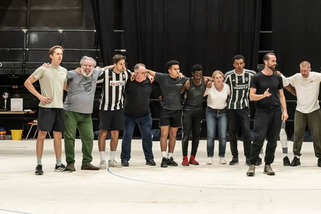 The cast also includes Denzel Baidoo as Bukayo Saka, Josh Barrow as Jordan Pickford, Gunnar Cauthery as Gary Lineker, Will Close as Harry Kane, Crystal Condie as Alex Scott, Will Fletcher as Jordan Henderson, Darragh Hand as Marcus Rashford, John Hodgkinson as Greg Clarke, Lloyd Hutchinson as Sam Allardyce, Albert Magashi as Jadon Sancho, Kel Matsena as Raheem Sterling, Lewis Shepherd as Dele Alli, Griffin Stevens as Harry Maguire, Paul Thornley as Mike Webster, Tony Turner as Greg Dyke, and Ryan Whittle as Eric Dier.