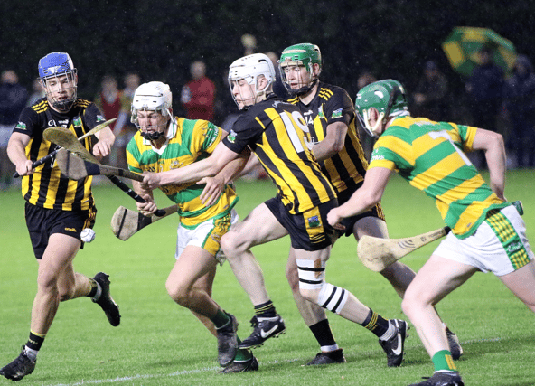 Players battle for possession during South Liberties and Garryspillane's Limerick SHC fixture. PICTURE: Brendan Gleeson