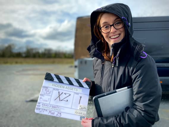 Laura O'Shea on set of Hidden Assets