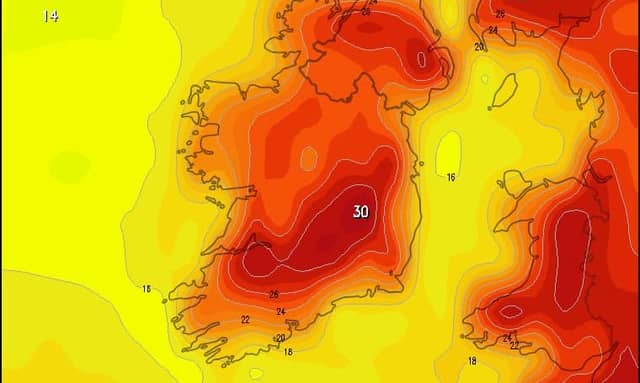 A temperature map for Friday, September 8, 2023 from meteologix.com