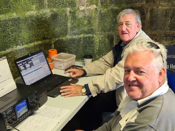 Limerick Clare Amateur Radio Club members Derek and Alan operating in Loop Head Lighthouse using voice communication as part of the 26th annual International Lighthouse/Lightship Weekend