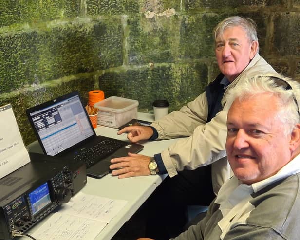Limerick Clare Amateur Radio Club members Derek and Alan operating in Loop Head Lighthouse using voice communication as part of the 26th annual International Lighthouse/Lightship Weekend