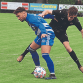 James Fitzgerald,  of Ballynanty Rovers, controls the ball ahead of Jeffrey Judge, Aisling Annacotty, in their Premier Division fixture in Annacotty on Thursday | PICTURE: Brendan Gleeson