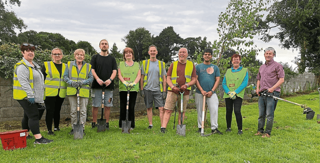 Castleconnell Tidy Towns members during a hard day's work of maintenance and tidying in the village