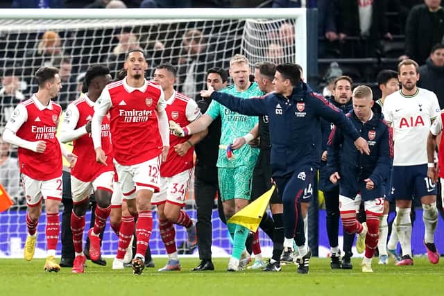 As Ramsdale collected his water bottle from behind the goal, Spurs fan Joseph Watts leapt onto the advertising hoarding and aimed a boot at the his back. Watts was eventually given a four-year banning order having been charged with assault and throwing a missile onto the pitch.