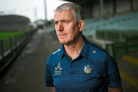 Manager John Kiely poses for a portrait at a Limerick media conference at the TUS Gaelic Grounds  ahead of Sunday's big All-Ireland senior hurling  final meeting with Kilkenny at Croke Park