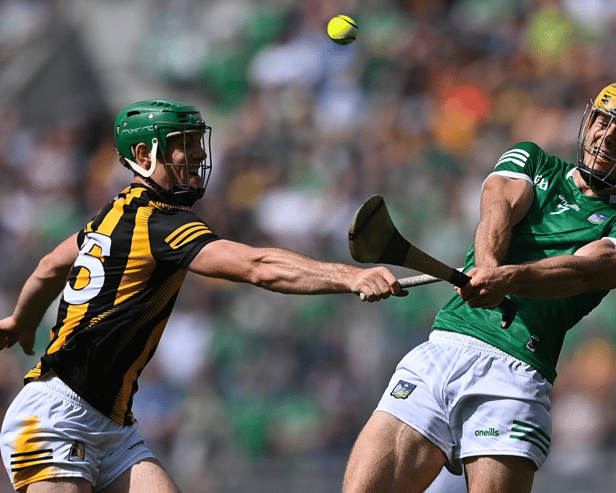 Limerick's Dan Morrissey in action against Kilkenny's Eoin Cody in the 2022 All-Ireland hurling final. PICTURE: Sportsfile