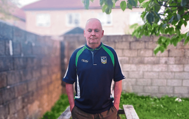 Pat Considine at his home in Kilkenny - in the shadow of Nowlan Park - pictured in his Limerick top getting ready for the showdown against the Cats this Sunday
