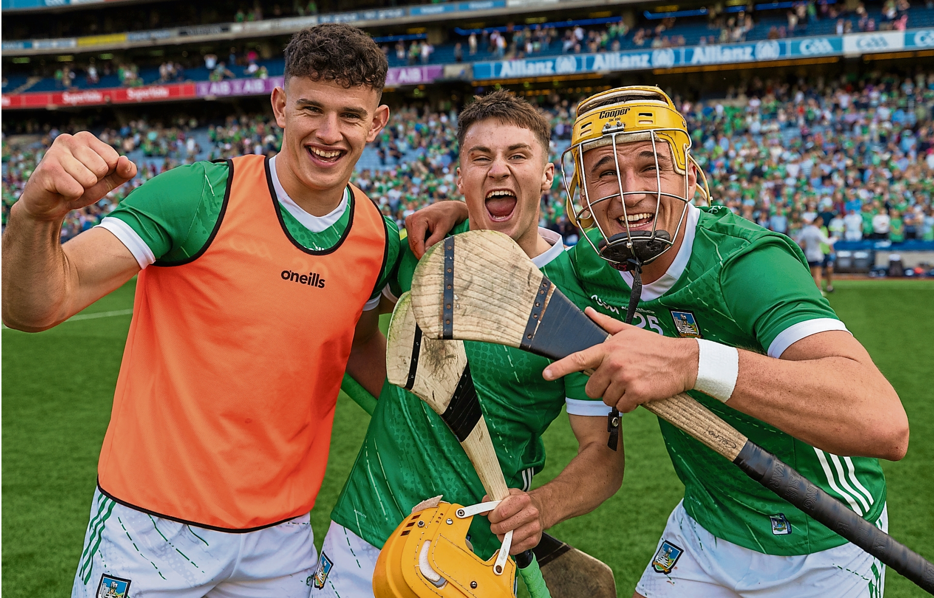 Limerick players Colin Coughlan, Adam English and Cathal O'Neill celebrate after their All-Ireland senior hurling semi-final win over Galway at Croke Park | PICTURE: Kieran Ryan-Benson