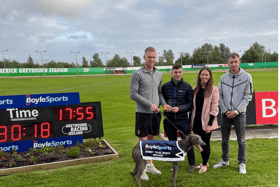 Bulletfromagun, winner of the BoyleSports Irish Greyhound Derby Trial Stake in Limerick Greyhound Stadium, on Saturday night