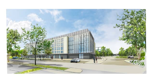 A CGI render of the proposed medical centre which will form part of the Towlerton development created by Healy Architects