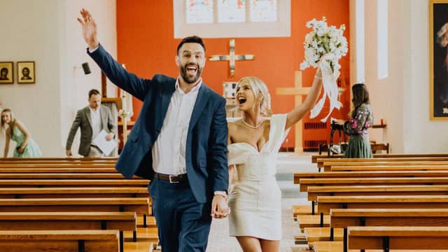 Newlyweds Conor Murray and Joanna Cooper following their private church wedding | PICTURES: Louise Brolly Photography