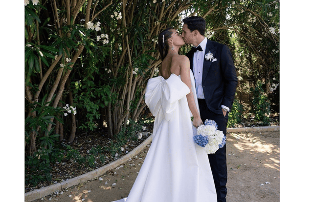 Sealed with a kiss: Joey Carbery kisses his bride Robyn Flanagan
