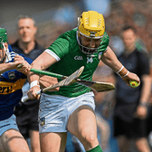 Séamus Flanagan, of Limerick, is tackled by Cathal Barrett, of Tipperary, during the Munster senior hurling championship fixture at FBD Semple Stadium on Sunday last