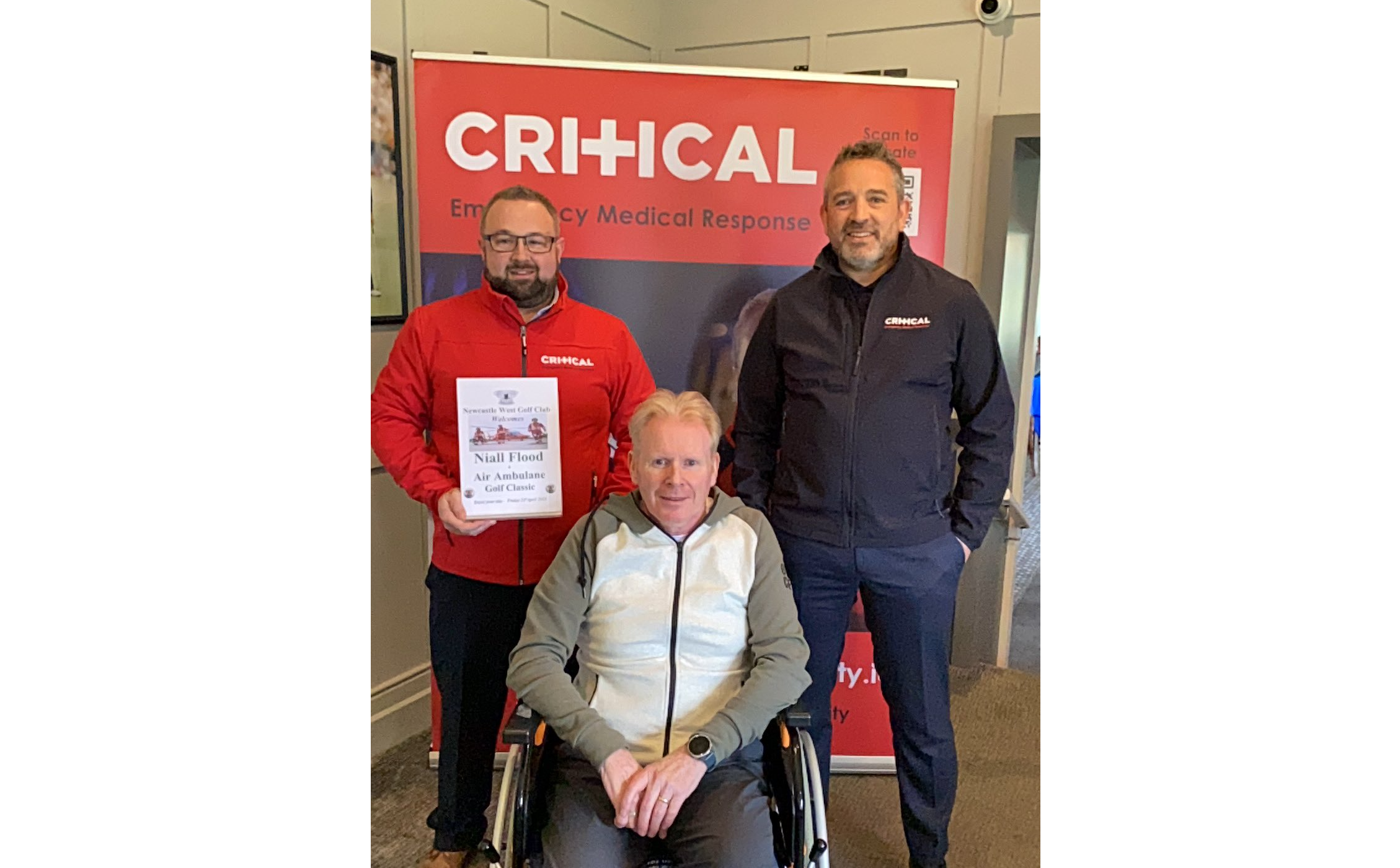 Inspector Niall Flood with Edward Walsh and Mícheál Sheridan of Critical Charity I PICTURE: Twitter