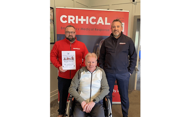 Inspector Niall Flood with Edward Walsh and Mícheál Sheridan of Critical Charity I PICTURE: Twitter