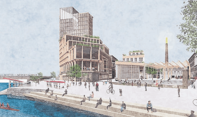 A render of how the new Cleeve’s development may appear from the River Shannon