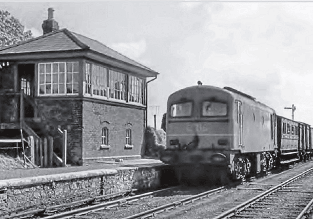 A Foynes-bound train arriving at Ballingraner (formerly Rathkeale) in September 1960