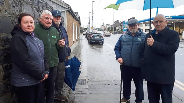 Helen Purcell, Derek Flood, Dermot O’Hanlon, Jimmy Kenny and Cllr Kieran O’Hanlon pictured at the junction of Clare Street and the Dublin Road