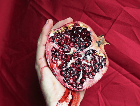 Pomegranate by Clara Planelles is being used to promote the upcoming exhibition, A Bloody Good Thing, which opens on March 8