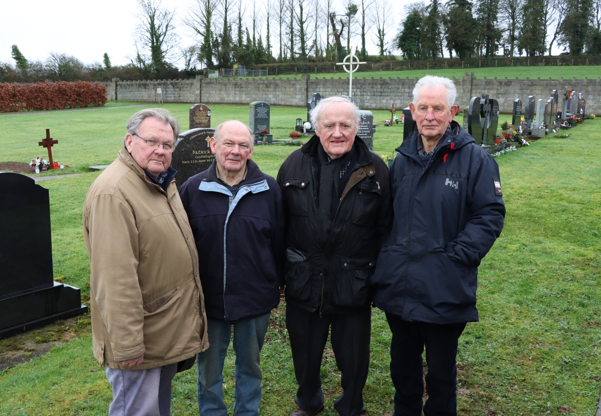 Denis Ryan, Paddy Ryan, Joe Meagher and Michael Barragry want a footpath built between St Anthony's Graveyard and Oola village | PICTURE: Adrian Butler