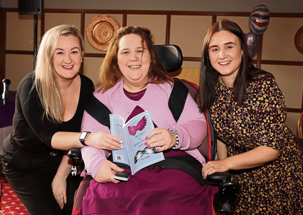 Jessica Keegan with friends Orna Ryan, Castletroy and Hayley Gardiner, Murroe, at the launch of her poetry book My Angels and Demons, at the South Court Hotel | PICTURE: Adrian Butler