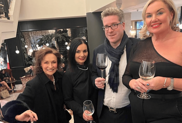 Bottoms up! Limerick and Clare Wine Lovers Club launch in the Savoy Hotel. Celia Holman Lee pictured with Liz Mangan, Nick O’Callaghan and Susan O’Mara