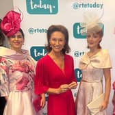 Elegant pinks - Celia with her Holman Lee Agency models posing for the RTÉ Today cameras