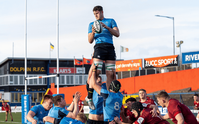 Evan O'Connell claims this line-out for Ireland U20s in their fixture with a Munster Development XV at Musgrave Park on Friday | PICTURE: Kieran Ryan-Benson