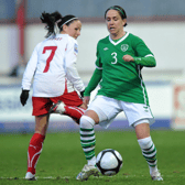 Ciara McCormack is action for the Republic of Ireland against Switzerland at Richmond Park in 2010