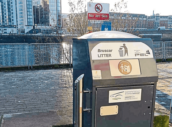 A solar compacting bin, pictured in Limerick city, is one example of a smarter recycling technique tipped to be a trend in 2023