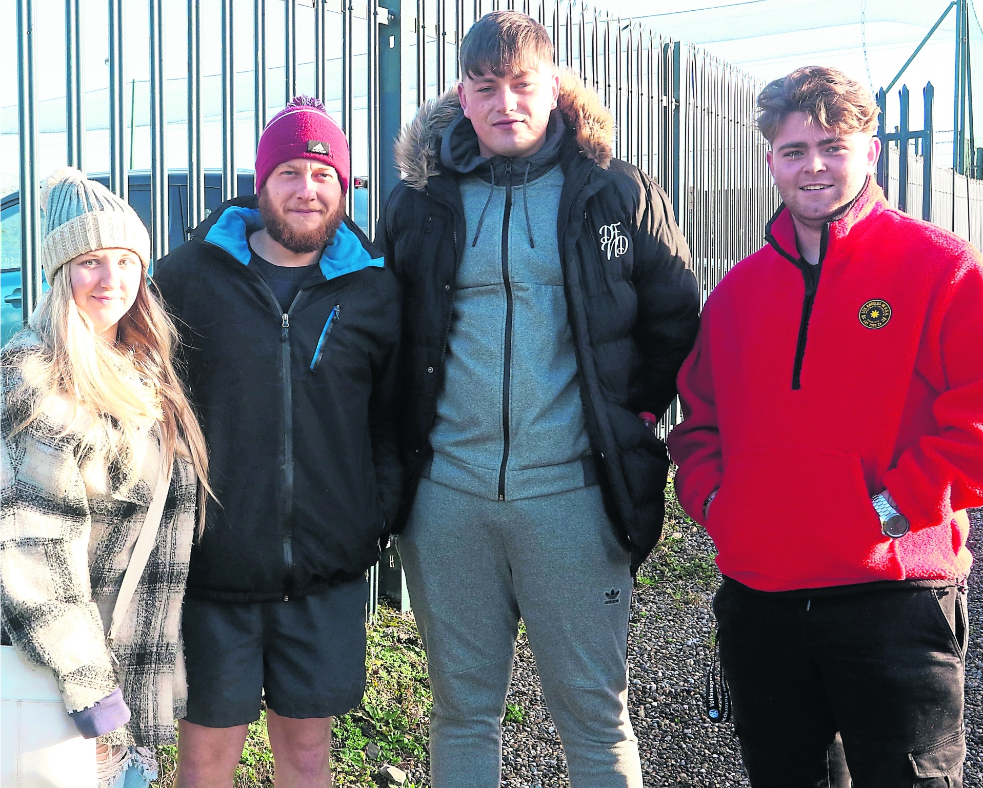 Kathlyn Coleman, Stephen Hannon, Nathan Sheehan and Glenn Leamy watching the meeting of Summerville Rovers and Gorey Rangers in the FAI Junior Cup at Portland Park | PICTURE: Brendan Gleeson