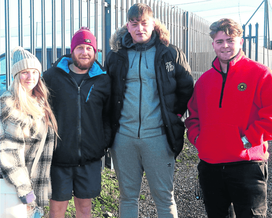 Kathlyn Coleman, Stephen Hannon, Nathan Sheehan and Glenn Leamy watching the meeting of Summerville Rovers and Gorey Rangers in the FAI Junior Cup at Portland Park | PICTURE: Brendan Gleeson