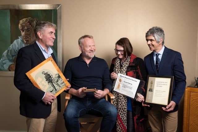 Jared Harris with representatives of University College Cork announcing the donation of the Richard Harris Archive
