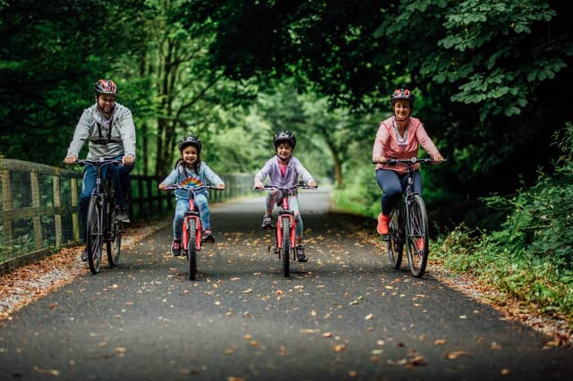 Pictured on Limerick Greenway is local Limerick family, Ed and Ciara Ruttle, with their two daughters Sienna and Aoisha. | PICTURE: Brian Arthur