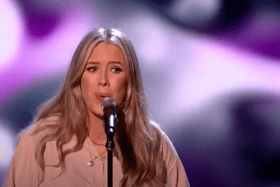 Shock and delight: The moment Niamh Nolan saw that will.i.am pressed his red button for her