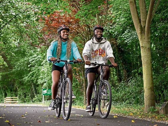 Siblings Efua and Kwame Ware enjoying a day out cycling on Limerick Greenway | PICTURE: Don Moloney