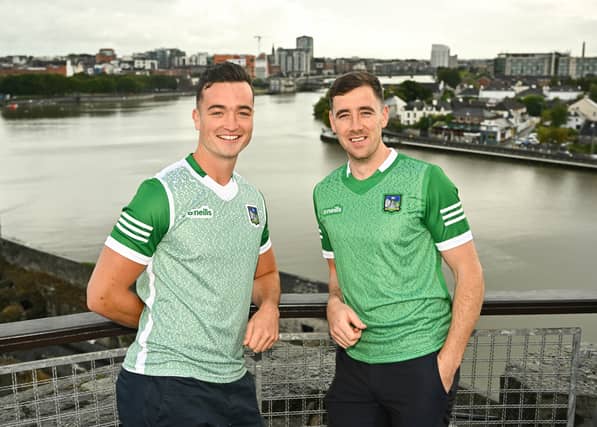 Kyle Hayes and Diarmaid Byrnes at King Johns Castle for the launch of the new training jersey PIC: Diarmuid Greene