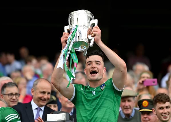 Kyle Hayes lifts the Liam MacCarthy Cup in Croke Park this August. PIC: Sportsfile