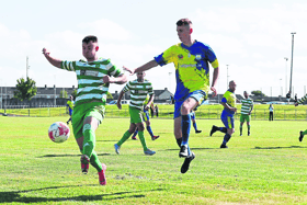 Action from Carew Park's LDL Premier Division fixture with Coonagh Utd at St Nessan's CS on Sunday Pic: Keith Wiseman