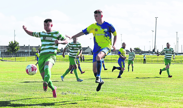 Action from Carew Park's LDL Premier Division fixture with Coonagh Utd at St Nessan's CS on Sunday Pic: Keith Wiseman