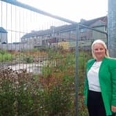 Cllr Sarah Kiely at the land which has been set aside for a multi-storey apartment complex in the city
