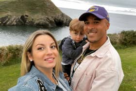 Newlyweds Elvira Fernandez and Simon Zebo with their son, Noah