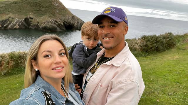 Newlyweds Elvira Fernandez and Simon Zebo with their son, Noah