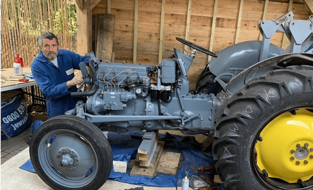 John Leane with his trusty 70 year old vintage Massey Ferguson Tractor