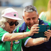 Former Limerick hurling star and manager TJ Ryan poses for a picture with a supporter ahead of last month's All-Ireland hurling final at Croke Park