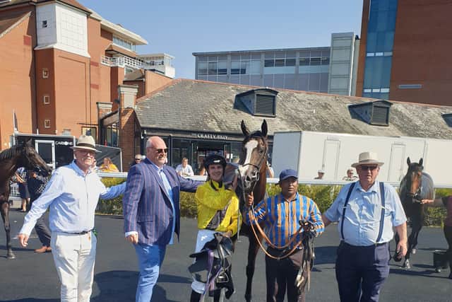 Charles Bishop made plenty of use of the Cityscape filly and the 11-4 chance powered to a two-and-a-half-length success in the five-furlong contest.