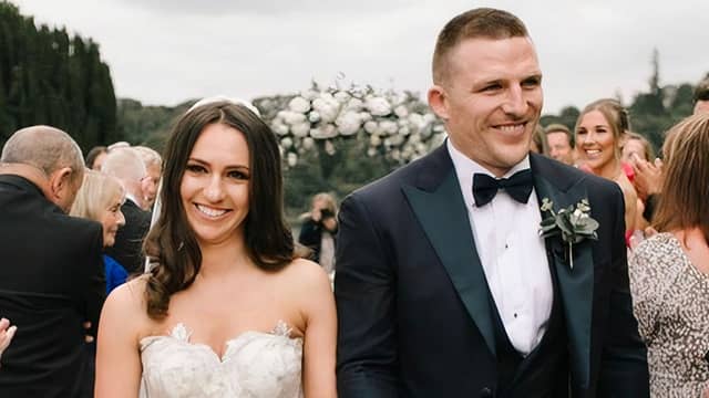 Newlyweds Andrew Conway and Lizzie Quinn pictured during their wedding ceremony