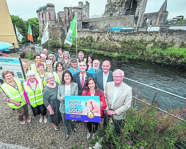 The then Mayor of Limerick City and County Council Cllr Daniel Butler and Gerry Boland of the JP McManus Charitable Foundation launched the Limerick Going for Gold competition 2022 PIC: Brian Arthur