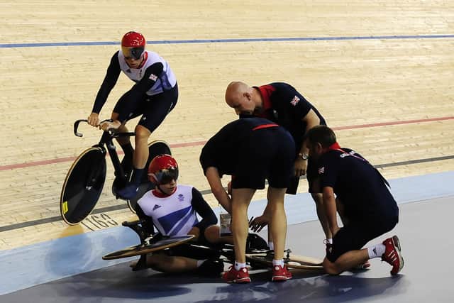 Hindes picked himself up off the track after a poor start in qualifying to help propel Britain to two world records and Olympic gold.